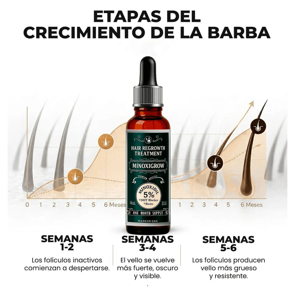 Minoxigrow etapas del crecimiento del vello en la barba